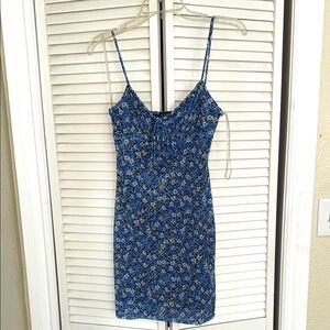 Liz & Sara Floral Blue Spaghetti Strap Dress - L